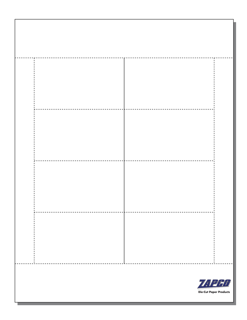 Item 596: 4-Up 3 1/2 x 2 Fold-over Business Card Paper 8 1/2 x 11 Sheet  (250 Sheets)