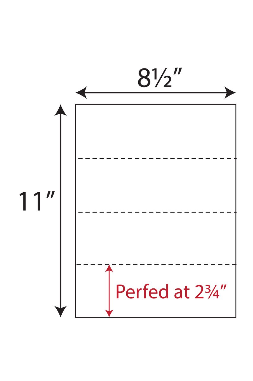 MBF-4: Micro-perforated paper Business Forms Triple Perfed, 4 Equal ...